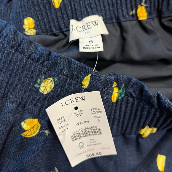 J. Crew Navy & Lemons Cotton Linen Skirt with Pockets paper bag waist 6 - Picture 10 of 11